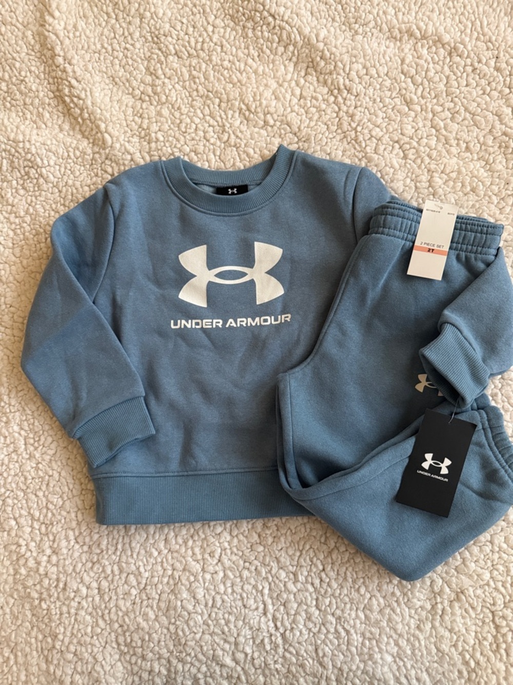 Under Armour Slate Blue Kids Logo Crewneck & Jogger Set